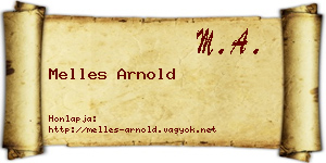 Melles Arnold névjegykártya